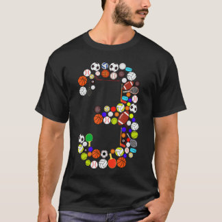 3e verjaardag sport groot nummer drie 3-jarige jon t-shirt