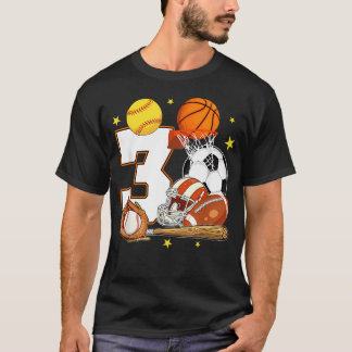 3e verjaardag Sportieve verjaardagthema 3 jaar oud T-shirt