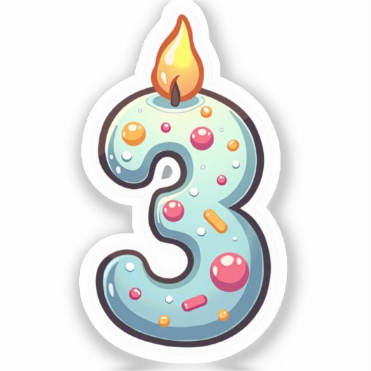 3e verjaardag Sticker (Voorkant)