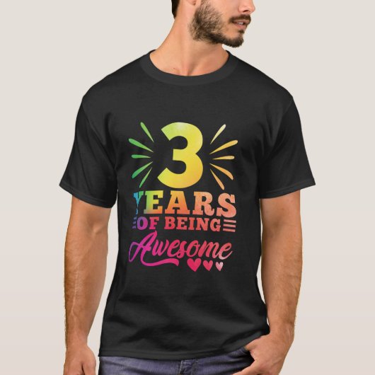 3e verjaardag stropdas Dye 3 jaar oud 3 meisje jaa T-shirt (Voorkant)