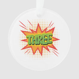 3e Verjaardag Superheld Tekst grillig rood geel Ornament