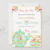 3E verjaardag Tea Party uitnodiging (Voorkant)