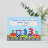 3e Verjaardag Trein Personaliseer Naam Bedankkaart (Staand voorkant)