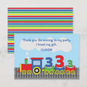 3e Verjaardag Trein Personaliseer Naam Bedankkaart (Voorkant / Achterkant)