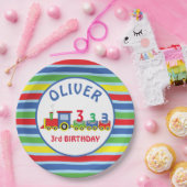 3e Verjaardag Trein Personaliseer Naam Papieren Bordje (Feest)