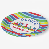 3e Verjaardag Trein Personaliseer Naam Papieren Bordje (Gekanteld)