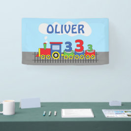 3e Verjaardag Trein Personaliseer Naam Spandoek