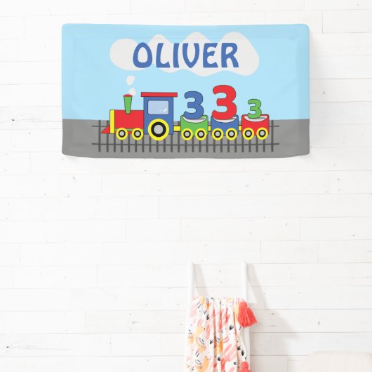 3e Verjaardag Trein Personaliseer Naam Spandoek (Insitu)