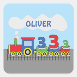 3e Verjaardag Trein Personaliseer Naam Vierkante Sticker