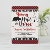 3e verjaardag uitnodiging Boy Wild Three beer (Staand voorkant)