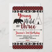 3e verjaardag uitnodiging Boy Wild Three beer (Voorkant)