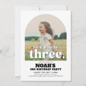 3e verjaardag uitnodiging Kijk wie er drie is (Voorkant)