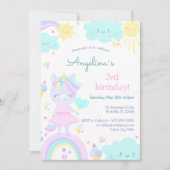 3e verjaardag uitnodiging met een grappige eenhoor (Voorkant)