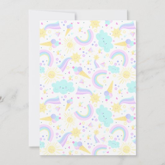 3e verjaardag uitnodiging met een grappige eenhoor (Achterkant)