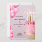 3e verjaardag uitnodiging – Schattige &  deel (Voorkant)