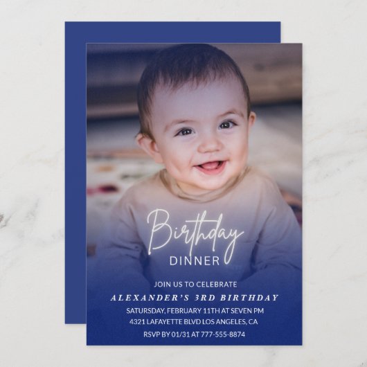 3e verjaardag uitnodiging Verjaardag Diner Foto jo (Voorkant / Achterkant)