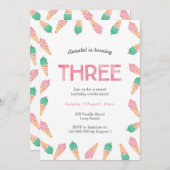 3e verjaardag | uitnodiging voor consumptie-ijs (Voorkant / Achterkant)