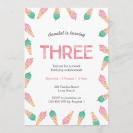 3e verjaardag | uitnodiging voor consumptie-ijs