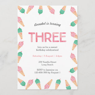 3e verjaardag   uitnodiging voor consumptie-ijs