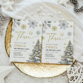 3e verjaardag uitnodiging, winter drie verjaardag kaart