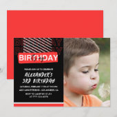 3e verjaardag uitnodigingen jongen Party Foto Rood (Voorkant / Achterkant)