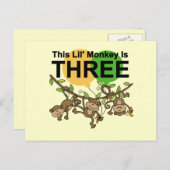 3e verjaardag van apen overhemden en cadeaus briefkaart (Voorkant / Achterkant)
