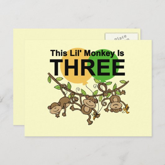 3e verjaardag van apen overhemden en cadeaus briefkaart (Voorkant / Achterkant)