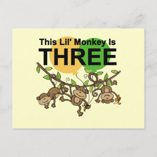 3e verjaardag van apen overhemden en cadeaus briefkaart