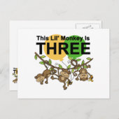 3e verjaardag van apen overhemden en cadeaus briefkaart (Voorkant / Achterkant)