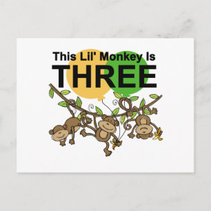 3e verjaardag van apen overhemden en cadeaus briefkaart