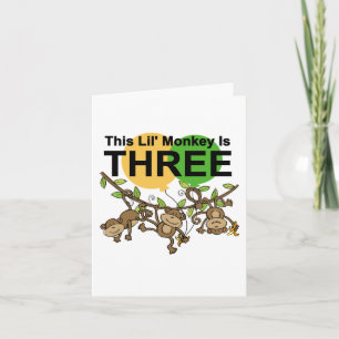 3e verjaardag van apen overhemden en cadeaus kaart