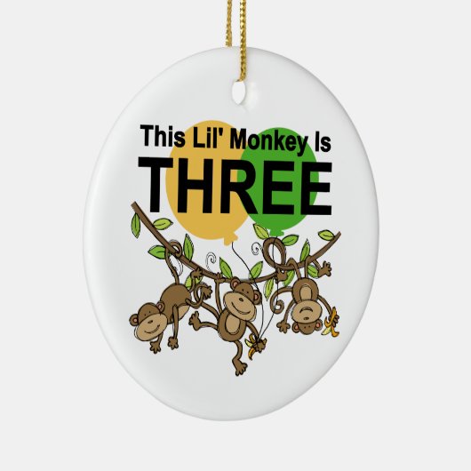 3e verjaardag van apen overhemden en cadeaus keramisch ornament (Rechts)