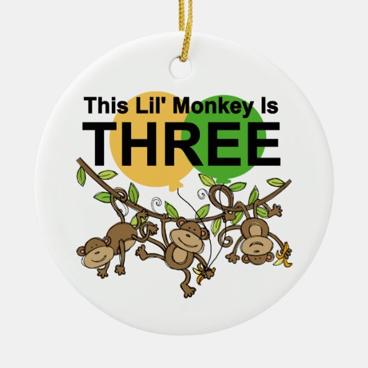 3e verjaardag van apen overhemden en cadeaus keramisch ornament (Voorkant)