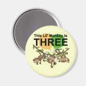 3e verjaardag van apen overhemden en cadeaus magneet (Voorkant / Achterkant)