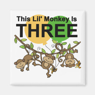 3e verjaardag van apen overhemden en cadeaus magneet