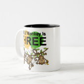 3e verjaardag van apen overhemden en cadeaus tweekleurige koffiemok (Voorkant links)