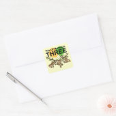 3e verjaardag van apen overhemden en cadeaus vierkante sticker (Envelop)