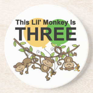 3e verjaardag van apen overhemden en cadeaus zandsteen onderzetter