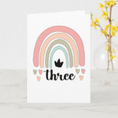 3e verjaardag van de Boho-regenboogpartij Kinder 3 Kaart (Gele Bloem)