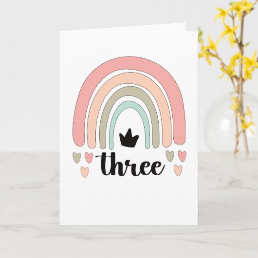 3e verjaardag van de Boho-regenboogpartij Kinder 3 Kaart (Gele Bloem)
