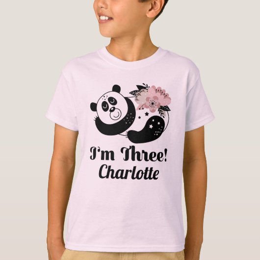 3e verjaardag van de Cute Panda 3 jaar oud meisje T-shirt (Voorkant)