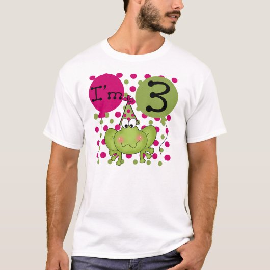 3e verjaardag van de kikker (roze) t-shirt (Voorkant)