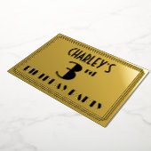 3e verjaardag van de Kunst Deco Kijk "3" + Naam Folie Uitnodiging (Gedraaid)