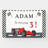 3e verjaardag van de raceauto - Feestelijke slinge Spandoek (Horizontaal)