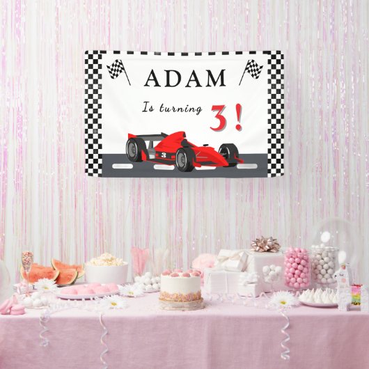 3e verjaardag van de raceauto - Feestelijke slinge Spandoek (Feest)
