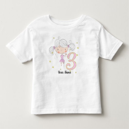 3e verjaardag van de roze prinses kinder shirts (Voorkant)