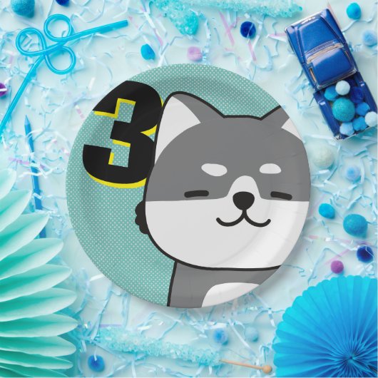 3e verjaardag van de schildklier van Cute Shiba In Papieren Bordje (Feest)