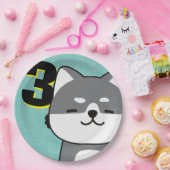 3e verjaardag van de schildklier van Cute Shiba In Papieren Bordje (Feest)