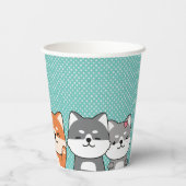 3e verjaardag van de Schuif Inu Puppy Crew Papieren Bekers (Achterkant)