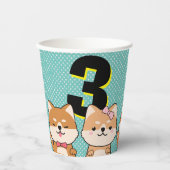 3e verjaardag van de Schuif Inu Puppy Crew Papieren Bekers (Voorkant)